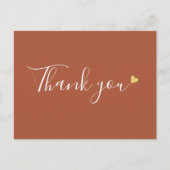 Terracotta Gouden Hart Script Bedankt voor uw Zake Briefkaart (Voorkant)