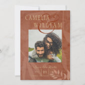 Terracotta Gouden Herfst Bruiloft FOTO Opslag Beri Kaart (Voorkant)