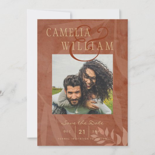 Terracotta Gouden Herfst Bruiloft FOTO Opslag Beri Kaart (Voorkant)