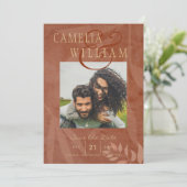 Terracotta Gouden Herfst Bruiloft FOTO Opslag Beri Kaart (Staand voorkant)