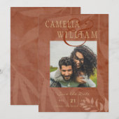 Terracotta Gouden Herfst Bruiloft FOTO Opslag Beri Kaart (Voorkant / Achterkant)