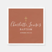 Terracotta Gouden Kruis Doop Christening Servet (Voorkant)