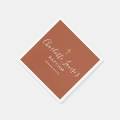 Terracotta Gouden Kruis Doop Christening Servet (Hoek)