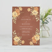 Terracotta Gouden Ranunculus Eucalyptus Bruiloft Kaart (Staand voorkant)