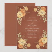 Terracotta Gouden Ranunculus Eucalyptus Bruiloft Kaart (Voorkant / Achterkant)