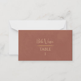 Terracotta Gouden Romantische Warme Boho Luxe Trou Plaatskaartje