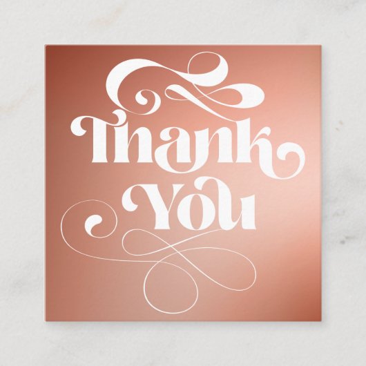 Terracotta gradiënt retro manuscriptorde dank u vierkante visitekaartje (Voorkant)
