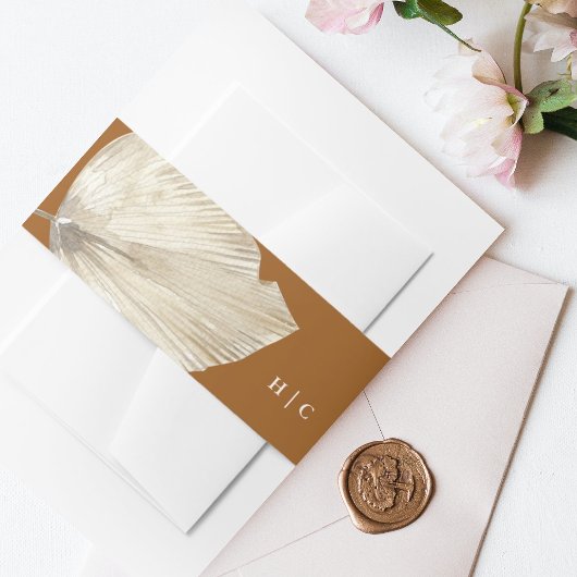 Terracotta Grass Tropical Oerwoud Floral Wedding Uitnodigingen Wikkel