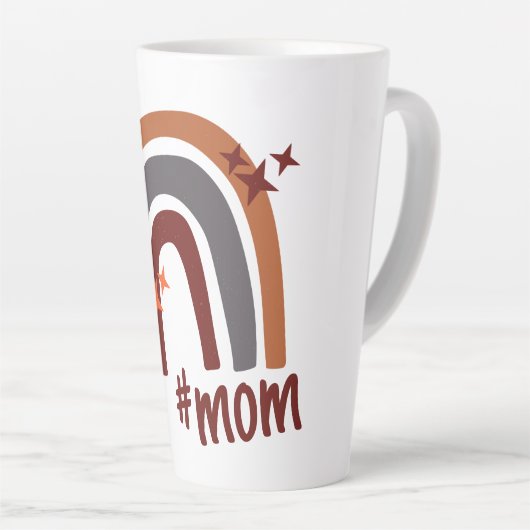 Terracotta Gray Bohemian Rainbow gepersonaliseerd  Latte Mok (Rechterhoek)
