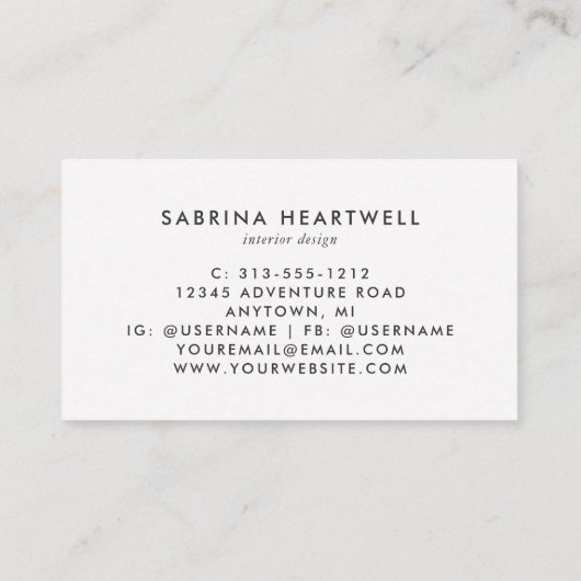 Terracotta Gray Terrazzo Pattern Interior Design Visitekaartje (Achterkant)