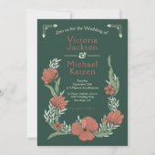Terracotta & Green Craftsman Bloemen Huwelijk Kaart (Voorkant)
