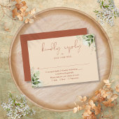 Terracotta Greenery Elegant Script Wedding RSVP Kaartje