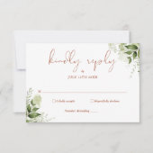 Terracotta Greenery Floral Kindly Reply Wedding RSVP Kaartje (Voorkant)