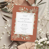 Terracotta Greenery Foliage Gold Wedding Kaart