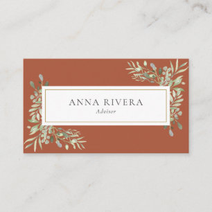 Terracotta Greenery Gold Geometric Professional Visitekaartje