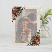 Terracotta Greenery Vellum Overlay Photo Wedding Kaart (Staand voorkant)