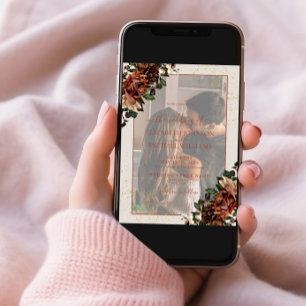 Terracotta Greenery Vellum Overlay Photo Wedding Kaart