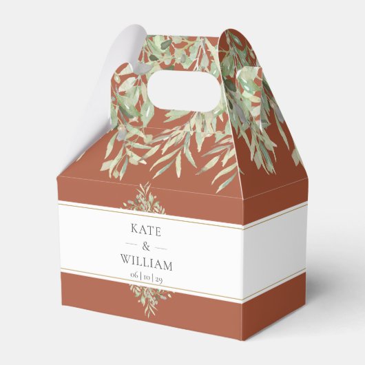 Terracotta Greenery Wedding Bedankt Bedankdoosjes (Voorkant Zijde)