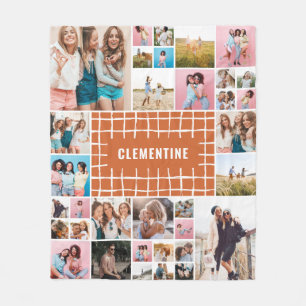 Terracotta grid 34 foto modern, minimaal stijlvol fleece deken