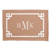 Terracotta Griekse Sleutel Monogram Paar Standaard Kussensloop (Voorkant-Links)