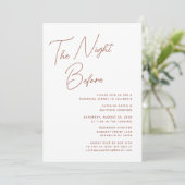 Terracotta grillig script chic de avond ervoor kaart (Staand voorkant)