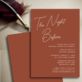 Terracotta grillig script chic de avond ervoor kaart