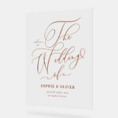 Terracotta grillige kalligrafie bruiloft welkom acryl bord (Hoek)