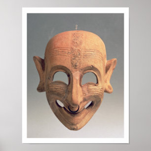 Terracotta grinning mask uit San Sperate, 6de-5de Poster