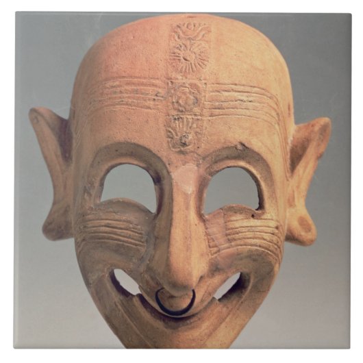 Terracotta grinning mask uit San Sperate, 6de-5de Tegeltje (Voorkant)
