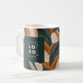 Terracotta, groen abstract beschilderd minimal mod koffiemok (Voorkant links)