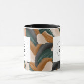 Terracotta, groen abstract beschilderd minimal mod mok (Midden)