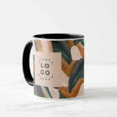 Terracotta, groen abstract beschilderd minimal mod mok (Voorkant links)