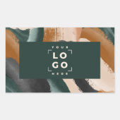 Terracotta, groen abstract beschilderd minimal mod rechthoekige sticker (Voorkant)