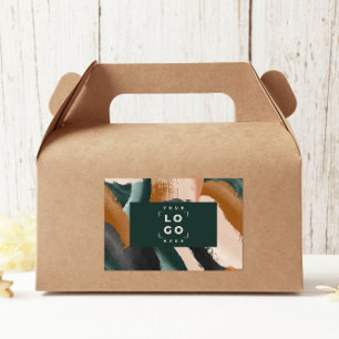 Terracotta, groen abstract beschilderd minimal mod rechthoekige sticker