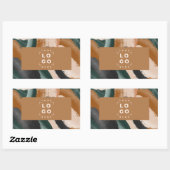 Terracotta, groen abstract beschilderd minimal mod rechthoekige sticker (Vel)