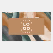Terracotta, groen abstract beschilderd minimal mod rechthoekige sticker (Voorkant)