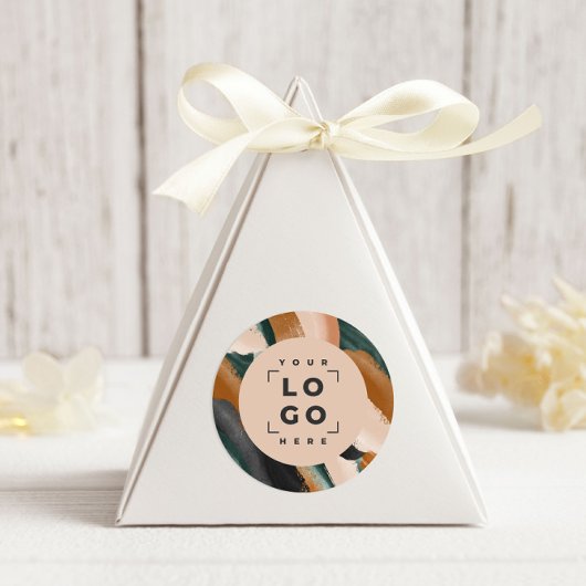 Terracotta, groen abstract beschilderd minimal mod ronde sticker