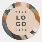 Terracotta, groen abstract beschilderd minimal mod ronde sticker (Voorkant)