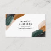 Terracotta, groen abstract modern QR CODE Visitekaartje (Voorkant)