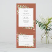 Terracotta groen alles-in-één trouwuitnodiging kaart (Staand voorkant)