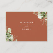 Terracotta Groen Bloemen Wensen Goed Bruiloft Informatiekaartje (Achterkant)