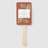 Terracotta groen bruiloft programma hand fan handwaaier (Voorkant)