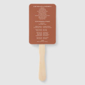 Terracotta groen bruiloft programma hand fan handwaaier (Achterkant)