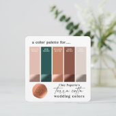 Terracotta Groen Rustische Trouw Kleurenkaart Kaart (Staand voorkant)