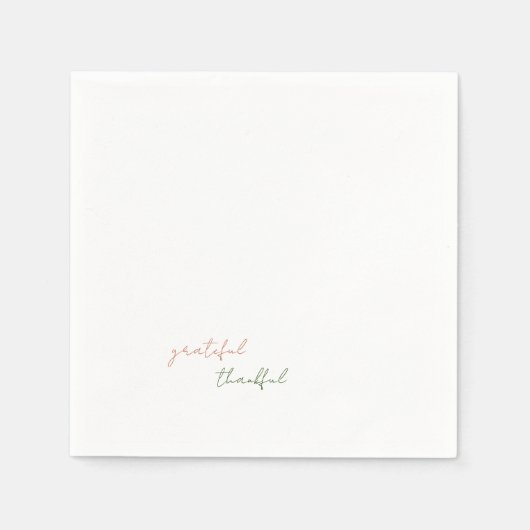 Terracotta & Groen Script Dankbaar Servet (Voorkant)