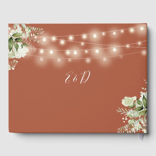 Terracotta groen String Lights Bruiloft Gastenboek (Achterkant)