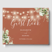 Terracotta groen String Lights Bruiloft Gastenboek (Voorkant)