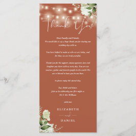 Terracotta groen trouwkaartje om dank je wel te ze menu