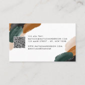 Terracotta, groen zwart abstract QR CODE Visitekaartje (Achterkant)