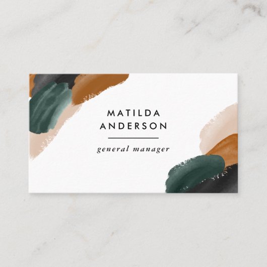 Terracotta, groen zwart abstract QR CODE Visitekaartje (Voorkant)